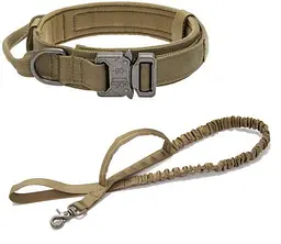 Нашийник для собак з повідцем Harness, нейлоновий з металевою пряжкою-фастекс Коричневий, XL