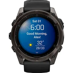 Смарт-годинник Garmin Fenix 8 AMOLED Sapphire 51mm Carbon Gray DLC Titanium with Black/Pebble Gray Silicone Band (010-02905-20/21/63) [115087] - мініатюра 2