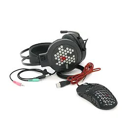 Комплект миші та навушники Jedel CP06. Навушники: φ50 мм, мікрофон, RGB, кабель 2.0 м. Миша: DPI 800/1200/1600/2000, RGB, кабель 1.5м. Black. Box - мініатюра 3