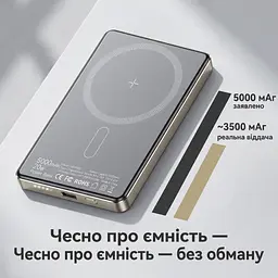 Магнітний павербанк Essager з бездротовою зарядкою 15 Вт та швидкою PD 20 Вт на 5000 мАг - мініатюра 9
