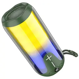 Портативна bluetooth колонка Borofone BR33 TWS з LED підсвічуванням dark зелений
