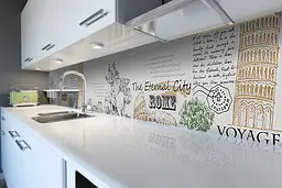 Кухонний фартух Подорож вінілова наклейка ПВХ Париж Ейфелева вежа Сірий 60х250 см Happy Pocket Z180707 - мініатюра 6