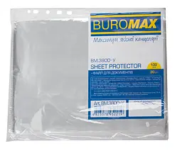 Файл для документів Buromax А4+, Jobmax, 30 мкм, 100 шт.