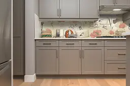 Кухонний фартух Акварельні Маки вінілова наклейка вінтаж Абстракція бежевий 65х250 см Happy Pocket Z180662 - мініатюра 5