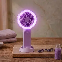 Настільний вентилятор Handheld Fan з підсвіткою, фіолетовий, переносний акумуляторний мінівентилятор - мініатюра 4