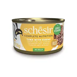 Вологий корм для котів Schesir Tuna with Surimi Шезір тунець з сурімі в желе натуральні консерви банка 85 г (750068)