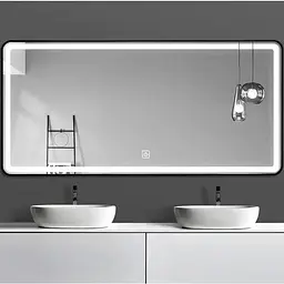 Дзеркало Dusel Led DE-M0065D Black 120x75 см сенсорне включення + підігрів+ годинник/темп, Чорний - мініатюра 2