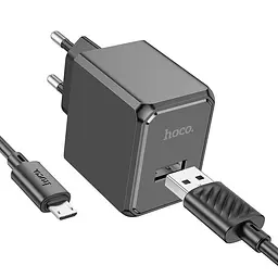 Мережевий зарядний пристрій з кабелем Hoco CS11A Ocean single port charger set(Micro) 10. 5W чорний