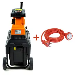 Подрібнювач садовий MS2800/45 KIT, 220В, 2800Вт, гілки до 45мм, фреза, контейнер 60л + подовжувач 10м помаранч. - мініатюра 2