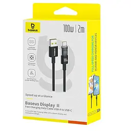 Кабель Baseus Display 2 Fast Charging Data Cable USB-A to USB-C 100W 2m Black - мініатюра 2
