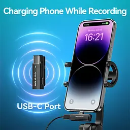 Бездротовий подвійний петличний мікрофон Vention USB-C 2-Pack Wireless Lavalier with Charging Case - мініатюра 9