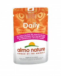 Вологий корм Almo Nature з тунцем та лососем для котів (шматочки в желе) (70 гр.)