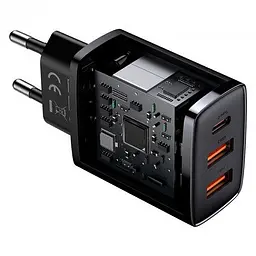 Зарядний пристрій 3 порти Baseus 30 W (1Type-C + 2 USB) CCXJ-E01 чорний - мініатюра 2