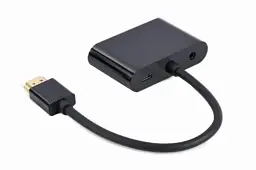 Перехідник HDMI (M) - HDMI (F) / VGA (F), Cablexpert, Black, 15 см, 3.5 мм для передачі звуку, microUSB для додаткового живлення (A-HDMIM-HDMIFVGAF-01) - мініатюра 2