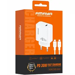 МЗП Amaya E76D PD30W (1USB-C) + кабель Type-C to Type-C White - мініатюра 2