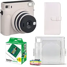 Подарочный набор фотоаппарат Fujifilm Instax Square SQ1, Фотобумага 20 шт, Прозрачный чехол, Фотоальбом 80