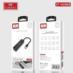 Хаб розгалужувач Earldom Type-C на 4 Usb порти ET-Hub08 Usb 4 in 1 Hub - мініатюра 3