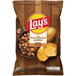 Чипси Lays зі смаком м'ясна пательня з грибами 120 г (948605)
