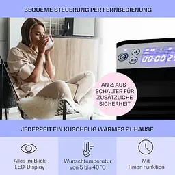 Конвекційний обігрівач Klarstein Hot spot slimcurve до 40 м кв (10033017) чорний - мініатюра 4