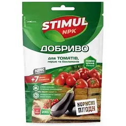 Сухе добриво STIMUL NPK кристалічне для томатів, перцю та баклажанів дой-пак 200г