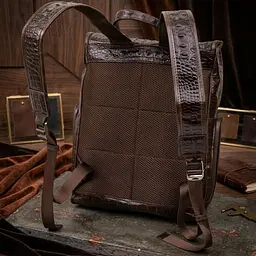 Рюкзак під рептилію шкіряний 20430 Vintage коричневий - мініатюра 4