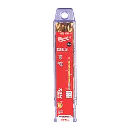 Свердло по металу RedHEX SHOCKWAVE HSS-TiN MILWAUKEE, діаметр 10,0х120х76мм, (5шт), пластикова коробка