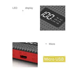 Портативний зовнішній акумулятор Pineng PN-963 10000 mAh Power Bank Чорний - мініатюра 6