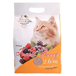 Наповнювач для котячих туалетів SunnyCats Forest Berry преміум тофу з ароматом лісових ягід 2.6 кг