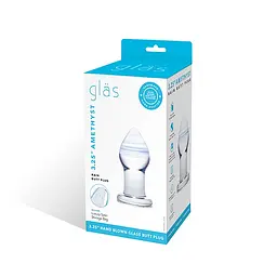 Скляна анальна пробка Glas Amethyst Rain 8 см (прозорий) - мініатюра 2