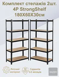 Стелаж 4P StrongShelf 180X60X30см Чорний, навантаження 150кг/полицю - мініатюра 2
