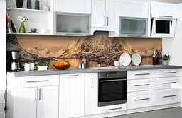 Вініловий кухонний фартух Гірське озеро наклейка для кухні гори Природа Бежевий 60х250 см Happy Pocket Z181449 - мініатюра 5