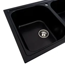 Кухонна мийка Platinum 7950 Equatoria гранітна глянцева з кріпленням 79x50 см чорна (000035799) - мініатюра 3