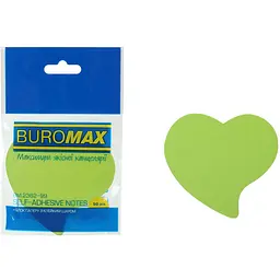Блок паперу для нотаток Buromax Neon Серце з клейким шаром 50 аркушів в асортименті (BM.2362-99) - мініатюра 4
