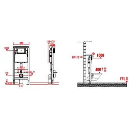 Інсталяція для унітазу Koer KT-0408 500x165x1125mm (без панелі змиву) KR6119 - мініатюра 12