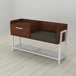 Банкетка з тумбочкою Ferrum-decor Бланка 540x1000x320 метал Білий ДСП Венге 16 мм (FRD-105304)