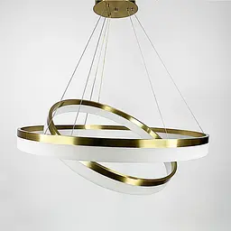 Сучасна підвісна LED-люстра на 2 кільця в латунному каркасі Арт. M 2702-800+600 AB Line F