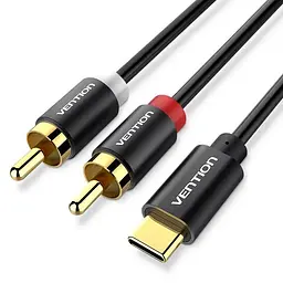 Аудіокабель Vention USB Type-C - 2RCA 1.5m Hi-Fi Stereo, DAC 24bit/96kHz Black (BGDBG)
