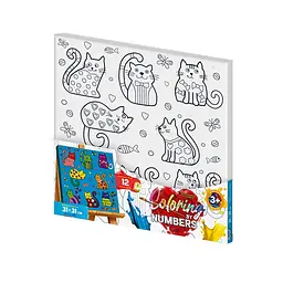 Креативна творчість Розмальовка за номерами Coloring by Numbers, 31x31 см, кошенята