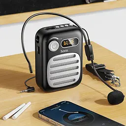 Портативна колонка з гарнітурою HOCO L23 Lemony speaker with wired microphone, 5W, Black - мініатюра 7