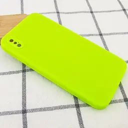Чохол Silicone Case Square Full Camera Protective (AA) NOLOGO для Apple iPhone X / XS (5.8) Салатовий / Neon green - мініатюра 2