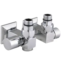Набір кран вентильний кутовий з американкою Solomon LUX 1/2″Cube Chrom 8888_ТЕН (1уп.)