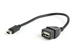 Кабель USB 2.0 AF - miniUSB (5P), 15 см, чорний, Cablexpert (A-OTG-AFBM-002)