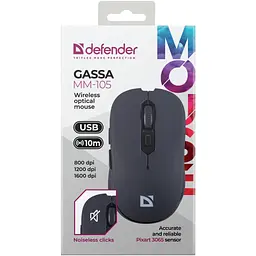Мишка Defender Gassa MM-105 Wireless Black (52105) - мініатюра 6
