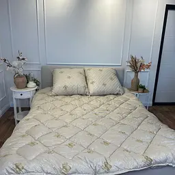 Ковдра двоспальна стьобана зимова з вовни Leri Max Pure Wool 21501 180х210 см бежева - мініатюра 3