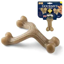 Жувальна іграшка Nylabone Gourmet Wishbone Bacon розмір L для собак до 23 кг смак бекону міцний нейлон