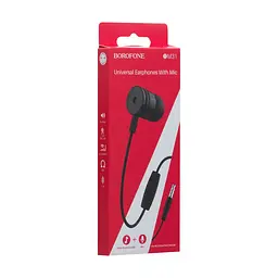 Проводные наушники вакумные с микрофоном Borofone 3.5 mm BM31 1.2 m Black - мініатюра 2
