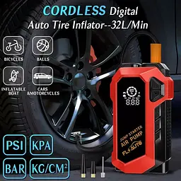 Пускозарядний пристрій Jump StaRter для автомобіля 2000мАч з компресором (Червоний) - мініатюра 5