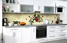 Вініловий кухонний фартух Журавлина наклейка для кухні ПВХ червоні Ягоди Бежевий 60х300 см Happy Pocket Z181683 - мініатюра 5