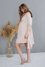 Халат для вагітних та годуючих матусь Soft&amp;Lace для майбутніх мам 3XL Мамин Дім бежевий - мініатюра 2