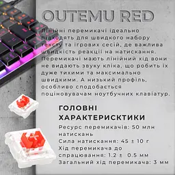 Клавіатура GamePro Red Swich Low Profile RGB USB Dark Gray дротова (MK141R) - мініатюра 5